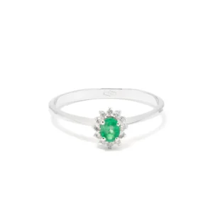 Anello Lady Diana oro 18 kt diamanti e pietra preziosa - immagine 3
