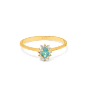 Anello Lady Diana oro 18 kt diamanti e pietra preziosa - immagine 9