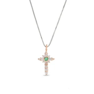 Collana Croce Lea oro 18 kt diamanti e pietra preziosa - immagine 8