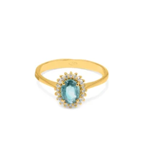 Anello Rosetta Malaga oro 18 kt diamanti e pietra preziosa - immagine 5