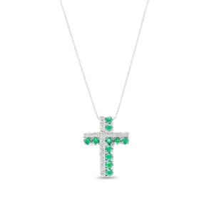 Collana croce Eva oro 18 kt diamanti e pietra preziosa - immagine 6