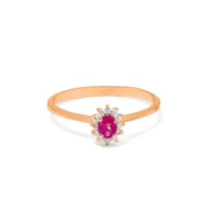 Anello Lady Diana oro 18 kt diamanti e pietra preziosa - immagine 7