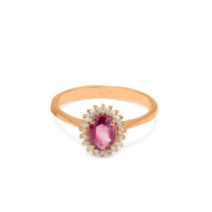 Anello Rosetta Malaga oro 18 kt diamanti e pietra preziosa - immagine 4