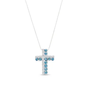 Collana croce Eva oro 18 kt diamanti e pietra preziosa - immagine 5