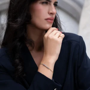 Bracciale Semi-tennis large oro 18 kt con diamanti - immagine 6