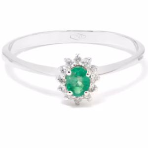 Anello Lady Diana oro 18 kt diamanti e pietra preziosa - immagine 1