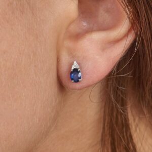 Orecchini Clelia oro 18 kt diamanti e pietra preziosa - immagine 1