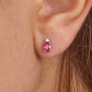 Orecchini Camilla oro 18 kt diamanti e pietra preziosa - immagine 1