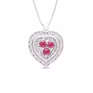 Collana pendente Cuore Elettra oro 18 kt diamanti e pietre preziose - immagine 1